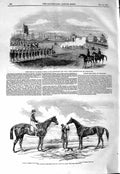 Original Old Antique Print 1847 Cossack Derby Horse Miami Siers Calcutta Sikh