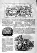 Original Old Antique Print 1847 Hampton Court Palace GBox London Omnibus 19th