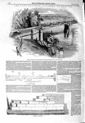 Old Antique Print 1847 Railway Accident Chester Dee Bridge Train Parapet 19th