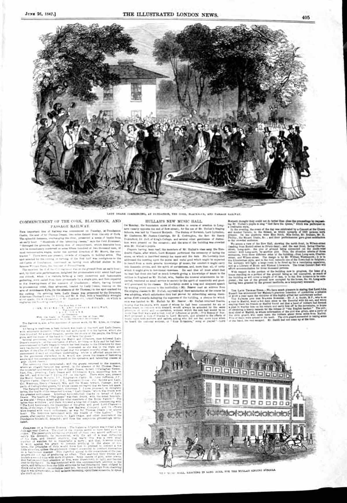 Old Antique Print 1847 Scene Foscari Italian Opera Bouffe Newcastle Prize 19th