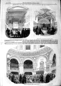 Original Old Antique Print 1847 Radcliffe Library Randolph Gallery Convocation