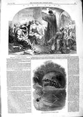 Original Old Antique Print 1847 Hot-Air Balloon Christian Church Pagan Rome