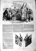 Original Old Antique Print 1847 New Colours Queen'S Royal Regiment Gosport 19th