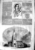Original Old Antique Print 1847 Miss Burdett Coutts Stephens Church Westminster
