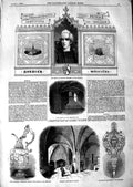Original Old Antique Print 1847 Bishop Norwich Archaeological Institute Palace