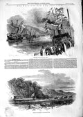 Antique Print *3163 1847 Queen Scotland Dumbarton Castle Crinan Canal Boat