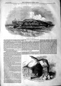 Original Old Antique Print 1847 Queen Scotland Royal Yacht Staffa Fingal'S Cave