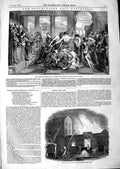 Original Old Antique Print 1847 Westminster Art Fire Francis Street Tottenham
