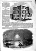 Original Old Antique Print 1847 Sheffield Athenaeum Mechanics Vauxhall Gardens