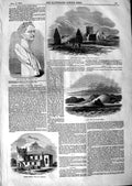 Old Antique Print 1847 Bust Harry Smith Welton Church Duart Castle Iona 19th