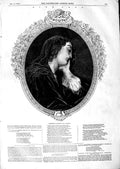 Old Antique Print 1847 Landelle Fine Art Melancholy Beautiful Lady Woman 19th