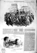 Original Old Antique Print 1847 Spain Queen Passing La Puerta Del Sol Madrid