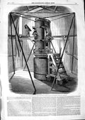 Old Antique Print 1847 Altitude Azimuth Instrument Observatory Greenwich 19th