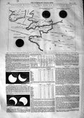 Original Old Antique Print 1847 Annular Solar Eclipse Sun Astronomy Victorian