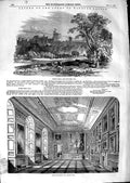 Old Antique Print 1847 Windsor Castle Vandyck Room Guard Chamber Dining 19th