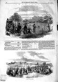Original Old Antique Print 1847 Chantilly Horse Racing Hippodrome Sport 19th
