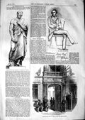 Original Old Antique Print 1847 Statue Huskisson Liverpool Gibson Pala Victorian