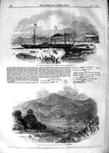 Original Old Antique Print 1847 Britannia Steam Ship Boston Races Aboo Bombay