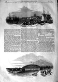 Original Old Antique Print 1847 East Anglian Railway Port Lynn Viaduct Ely 19th