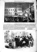 Original Old Antique Print 1847 Benediction Banners Quirinal Motu Proprio Rome