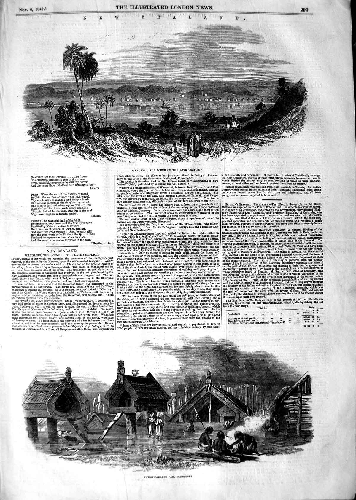 Original Old Antique Print 1847 New Zealand Wanganui Putikiwaranui C Victorian