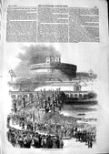 Original Old Antique Print 1847 Grand Procession Consulta Rome Italy Victorian