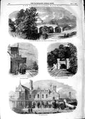 Old Antique Print 1847 Trent Valley Railway River Avon Tamworth Station 19th