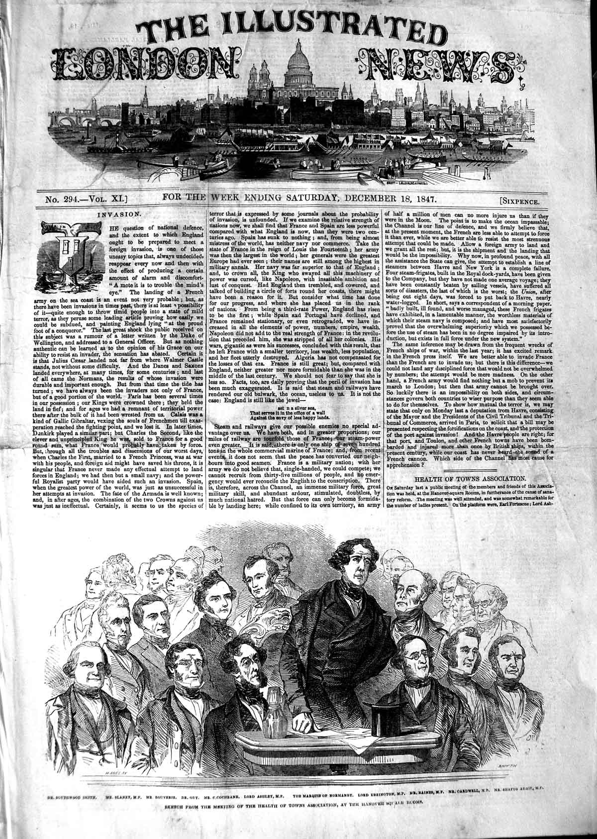 Old Antique Print 1847 Health Meeting Hanover Smith Cochrane Ashley Guy 19th