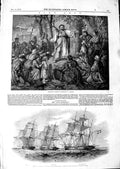Original Old Antique Print 1847 Hussite Sermon Kennaway Ship Nayaden Industrie