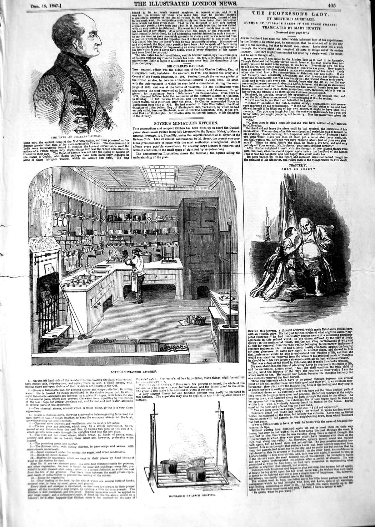 Original Old Antique Print 1847 Charles Dalbiac Soyer Minature Kitchen Balance