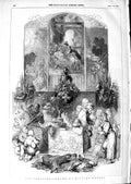 Original Old Antique Print 1847 William Harvey Christmas Drawing 19th