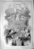Original Old Antique Print 1847 Kenny Meadows Happy New Year Celebration 19th