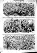 Original Old Antique Print 1848 Christmas Pantomime Gallery Boxes Audience 19th
