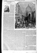 Old Antique Print 1848 Fleet Street Scene London Thoroughfare Buildings 19th