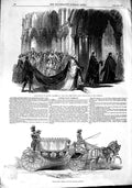 Original Old Antique Print 1848 Archbishop York Cathedral State Carriage P 19th