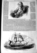 Original Old Antique Print 1848 Edwin Chadwick Ship Plover John Franklin A 19th