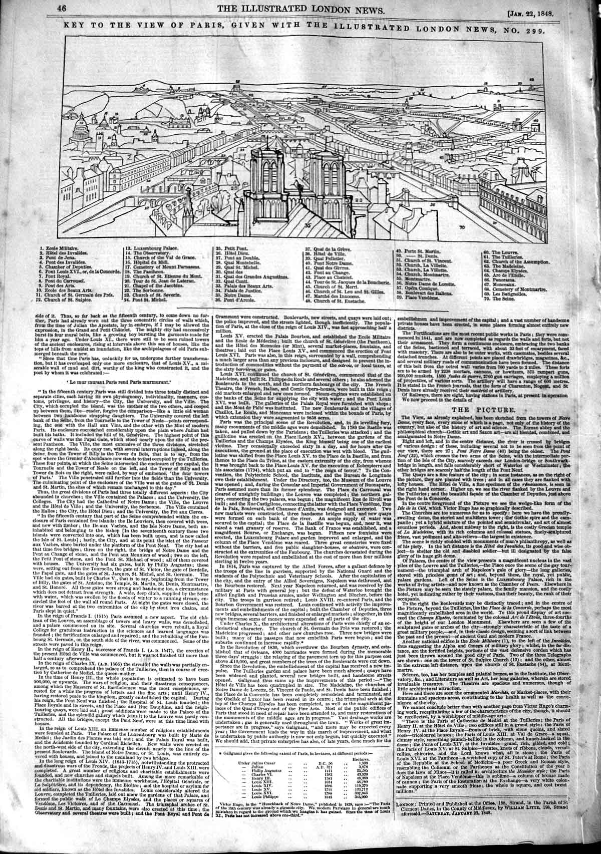 Old Antique Print 1848 Key View Paris France Palace Hotel Champs Elysees 19th