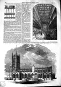 Original Old Antique Print 1848 Manchester Collegiate Church Choir Rood 19th