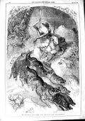 Original Old Antique Print 1848 William Harvey Winter Scene Wild Dogs Snow 19th