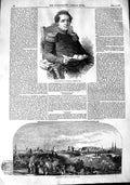 Original Old Antique Print 1848 King Denmark Christian Viii View Cop Victorian