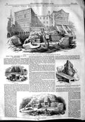 Original Old Antique Print 1848 Roman Villa Thames-Street London Hypocaust 19th