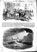 Old Antique Print 1848 St. Anthony'S Day Rome Steamer Ship Indus Algeria 19th
