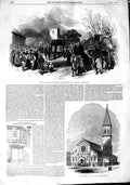 Old Antique Print 1848 Funeral Archbishop Canterbury Church Bethnal-Green 19th