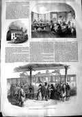 Original Old Antique Print 1848 Bridge Hotel Newhaven Philippe Railway Croydon