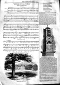 Old Antique Print 1848 View Claremont Clock Isaac Habrecht Music Patrie 19th