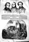 Original Old Antique Print 1848 Barricade Gavarni Louis Blanc Pages Marras 19th