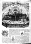 Original Old Antique Print 1848 Houses Parliament Workmen Groined RoHall 19th