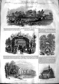 Original Old Antique Print 1848 Lord Hardinge Penshurst Chapel-Of-Ease Fordcomb