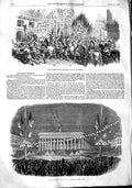 Old Antique Print 1848 Fete Versailles Trees Liberty Bourse Paris France 19th