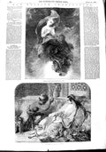 Old Antique Print 1848 British Institution Art Angel Cross Lady Servant 19th